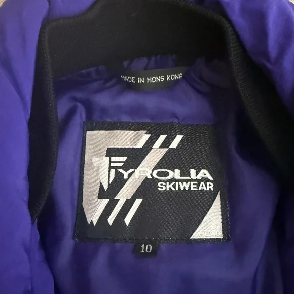 Tyrolia Skiwear Vintage Purple Black Aztec Ski Jacket Nylon Winter Coat Size 10 - Picture 9 of 11